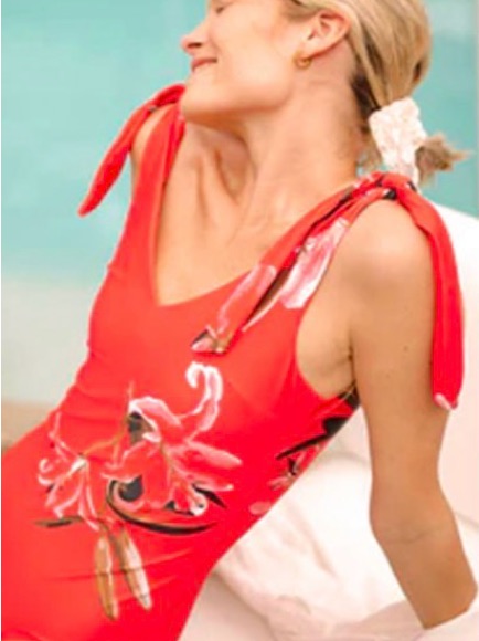 Albion Red Floral Tie-Shoulder One-Piece Swimsuit